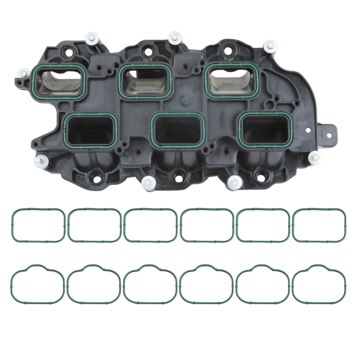 MITZONE intake manifold front view showing ports and fitment for correct replacement