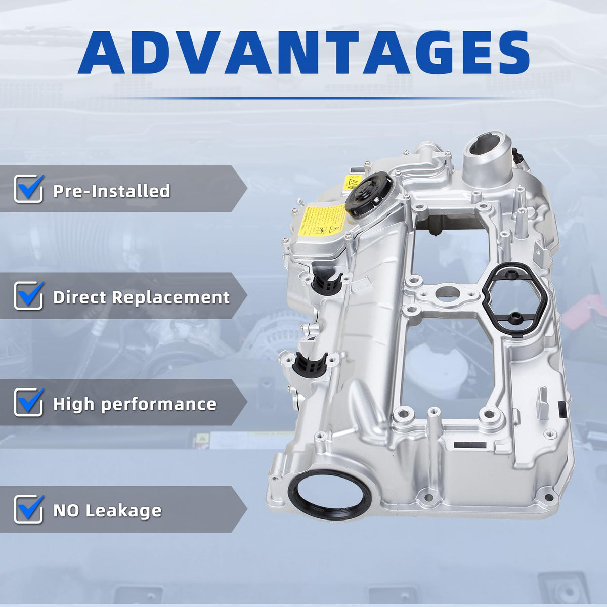 MITZONE valve cover in garage installation scene showing professional upgrade benefit