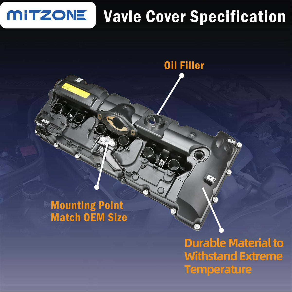 MITZONE oil filler cap closeup highlighting durable seal and secure closure