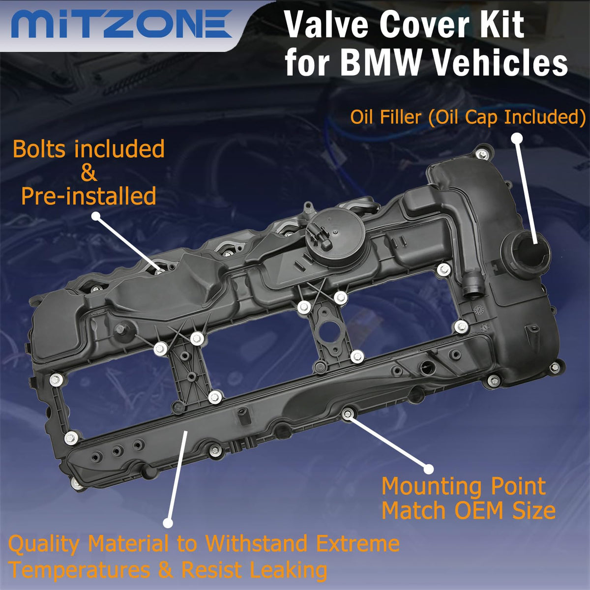 MITZONE spark plug tube seals and bolts layout for complete replacement