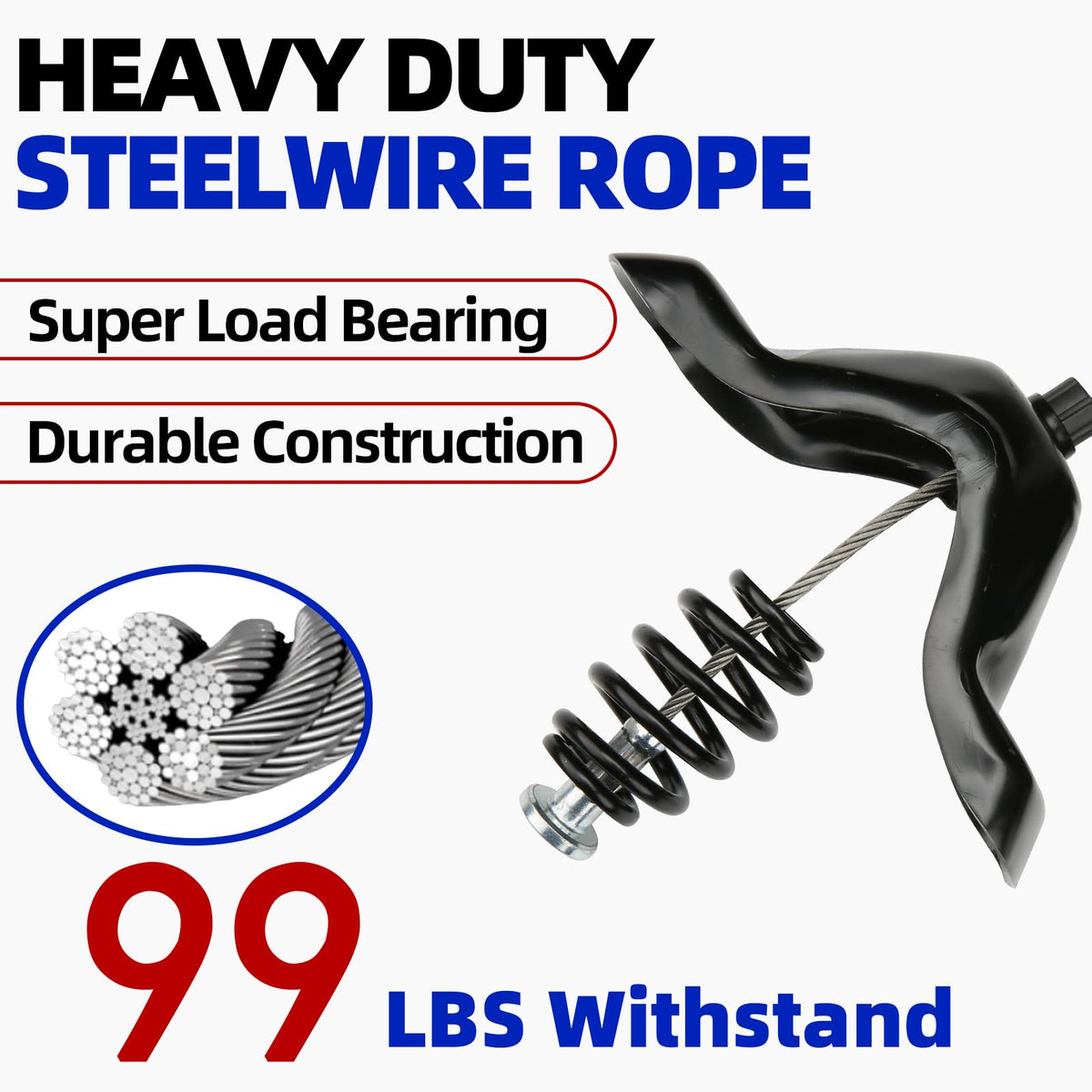 MITZONE spare hoist cable and hook detail showing strong secure attachment