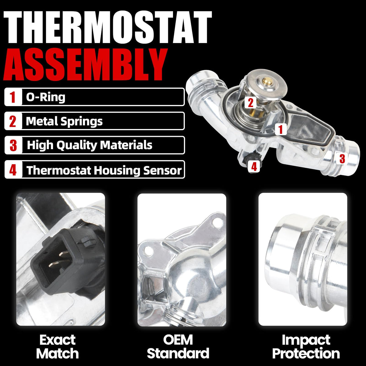 MITZONE thermostat gasket detail showing included seal to prevent coolant leaks