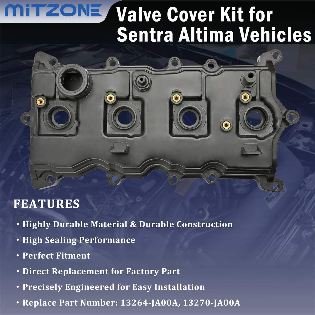 MITZONE valve cover gasket and spark plug tube seals laid out for complete replacement
