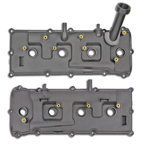 MITZONE valve cover installed on VK56DE engine showing correct alignment benefit