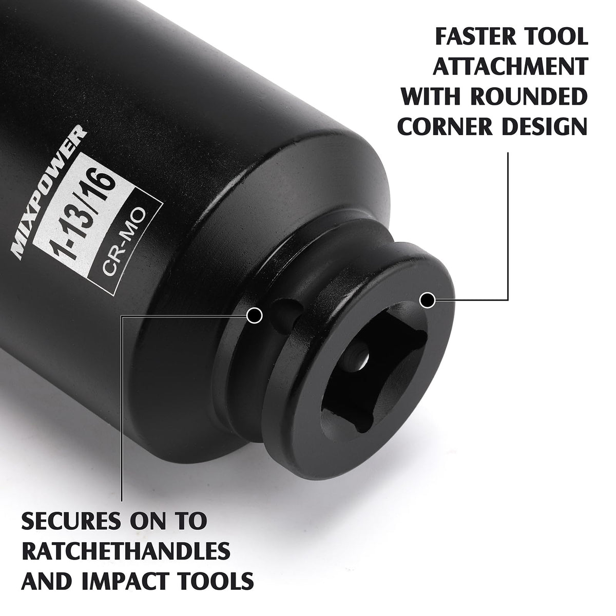MIXPOWER laser-etched 1-13/16 inch marking pictured clearly, fast identification advantage