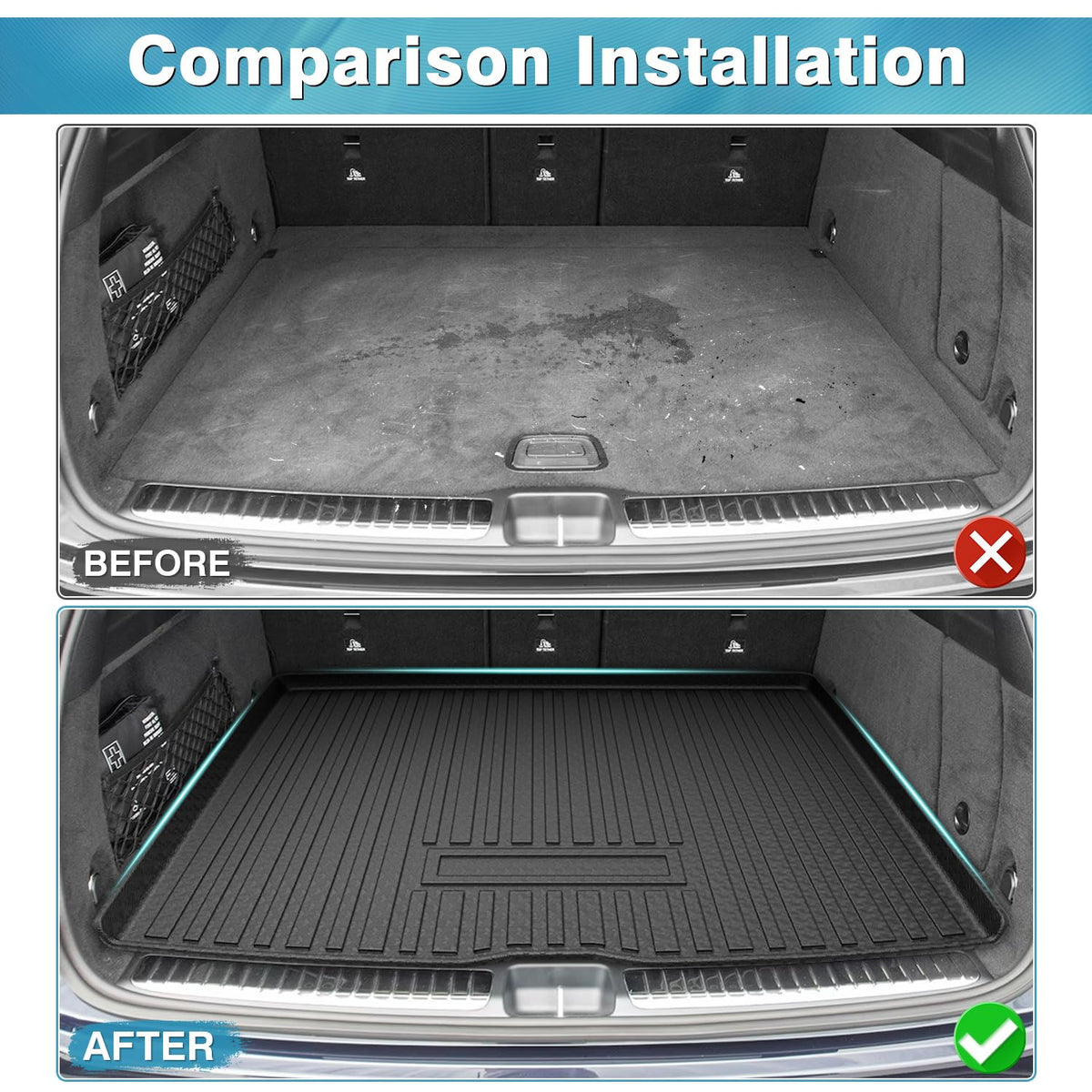 Mixsuper installed trunk liner in GLE containing luggage with benefit