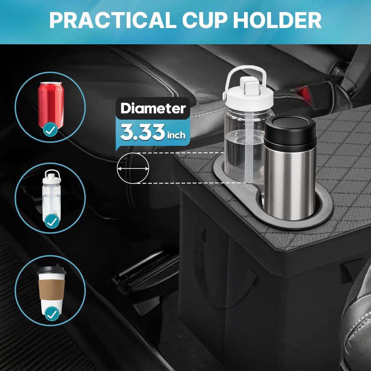 Mixsuper Liner cup holders with drinks demonstrating spill-resisting convenience