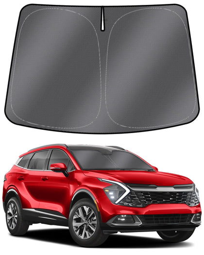Mixsuper Liner front view on Sportage windshield showing full coverage and cooling benefit