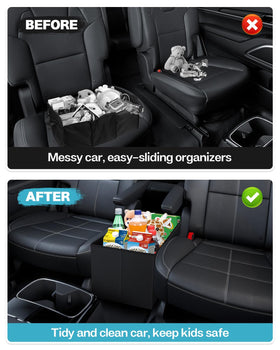Mixsuper Liner in use with kids toys keeping Telluride backseat tidy and accessible