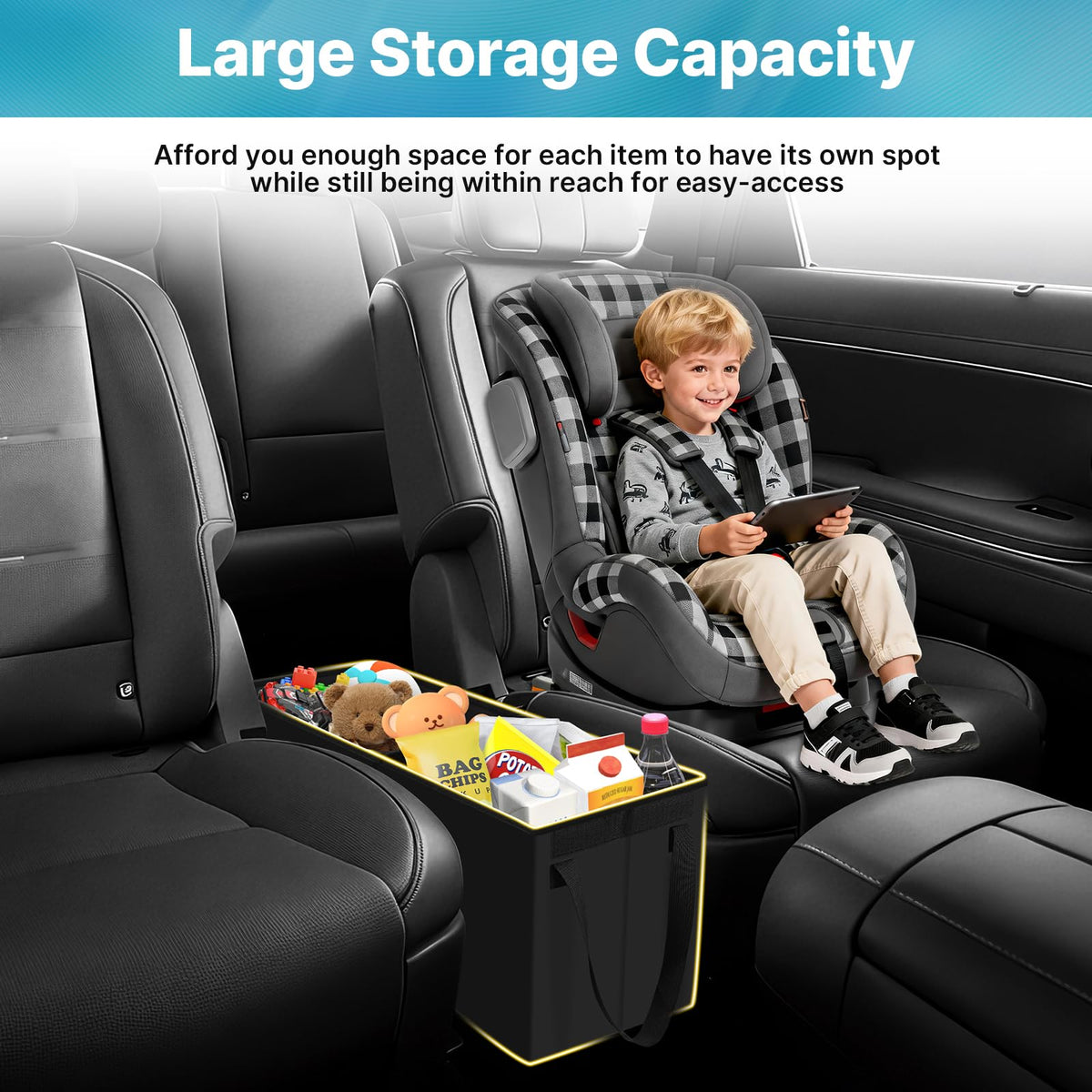 Mixsuper Liner side profile fit between Palisade LX3 seats demonstrating secure placement