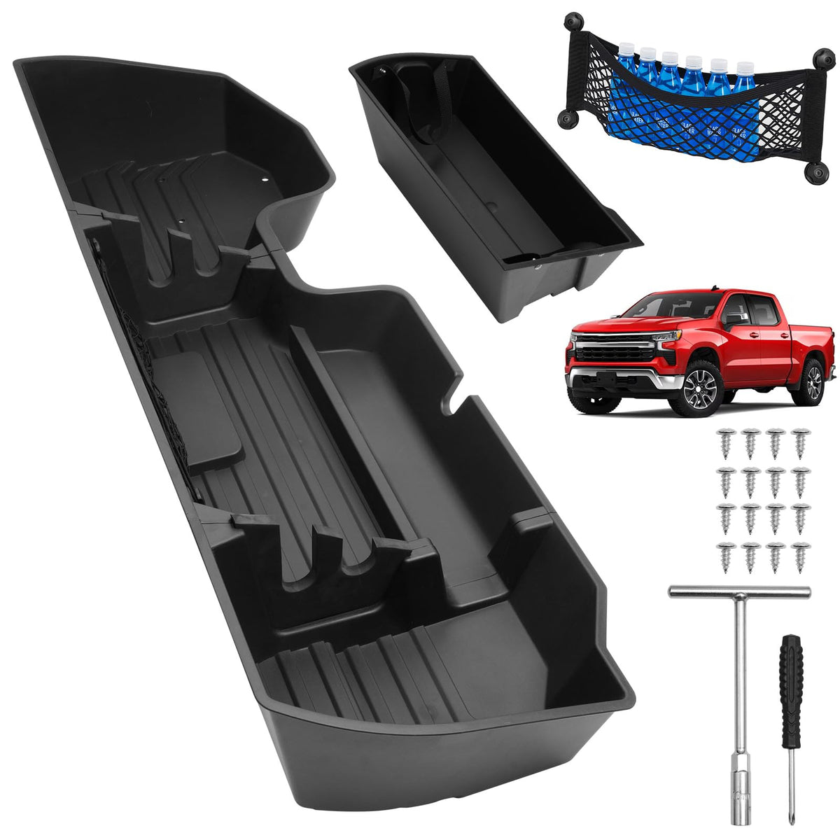 Mixsuper Liner front view under-seat organizer showing tidy storage benefit