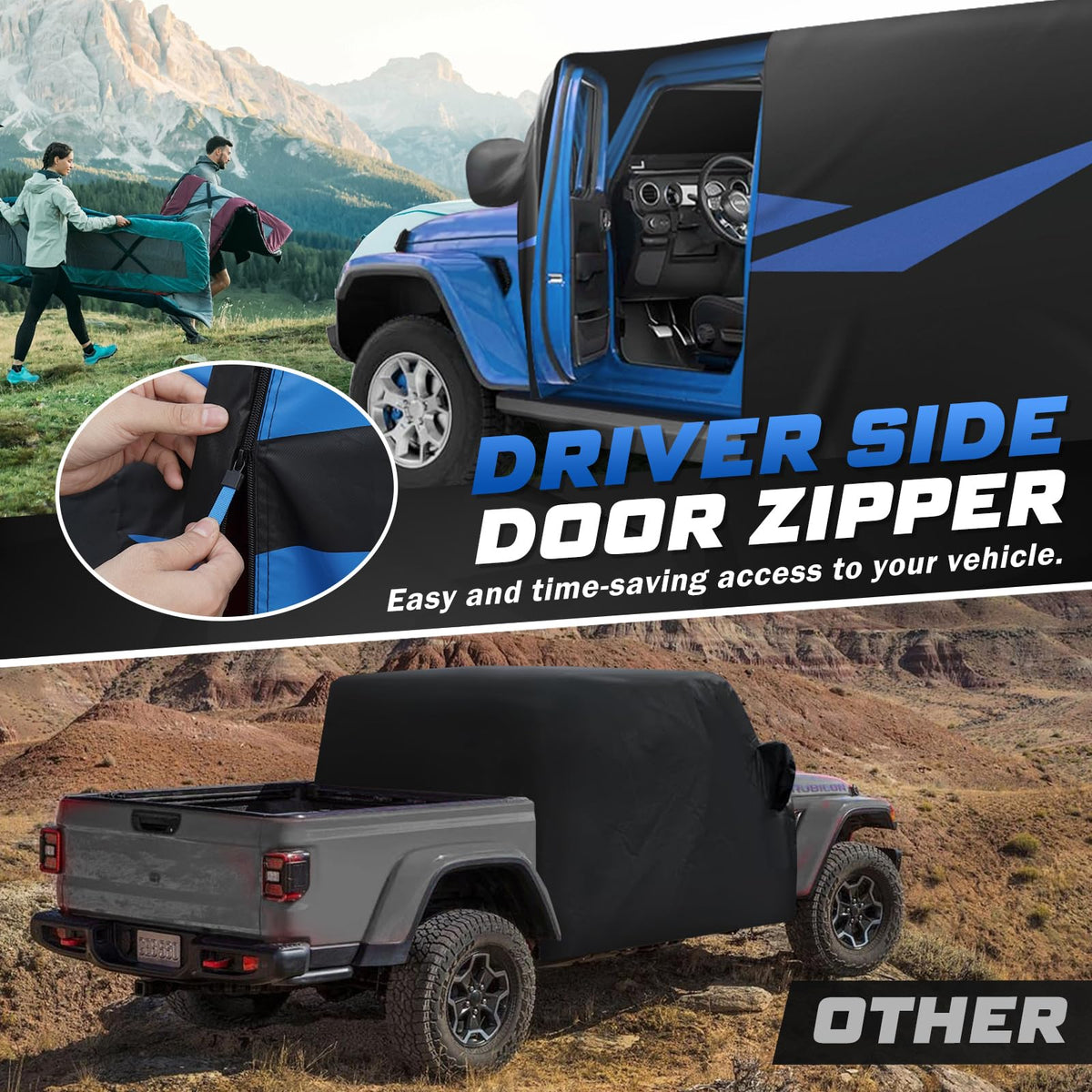 Mixsuper Liner driver-side zipper detail for quick cabin access and convenience