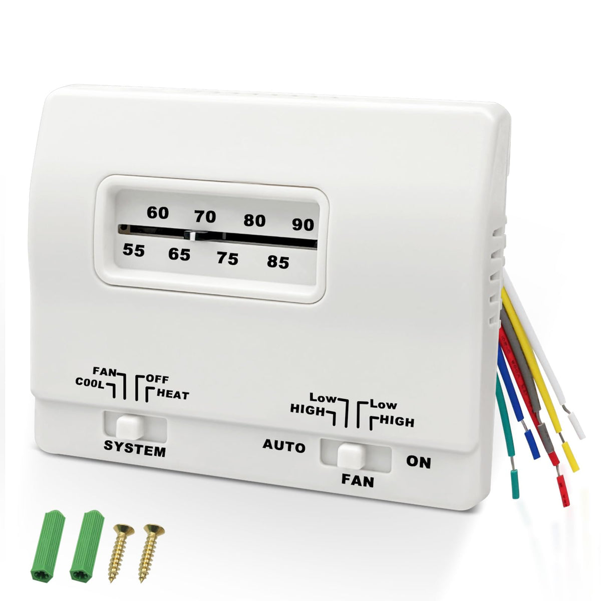 MIYOLO thermostat front view showing clear display and durable housing, easy replacement
