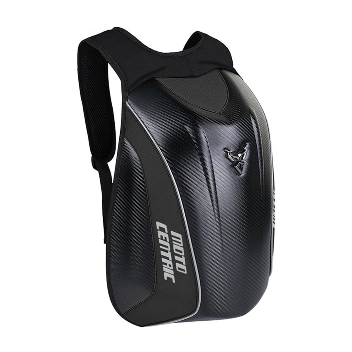 mjmoto front view showing sleek hard-shell and storage benefit
