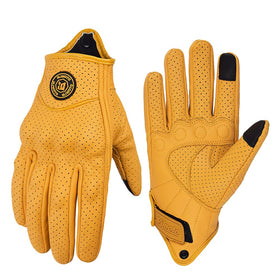 mjmoto front view yellow gloves showing retro style and summer airflow