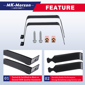 MK-Morzon straps installed under truck demonstrating secure fuel tank attachment benefit