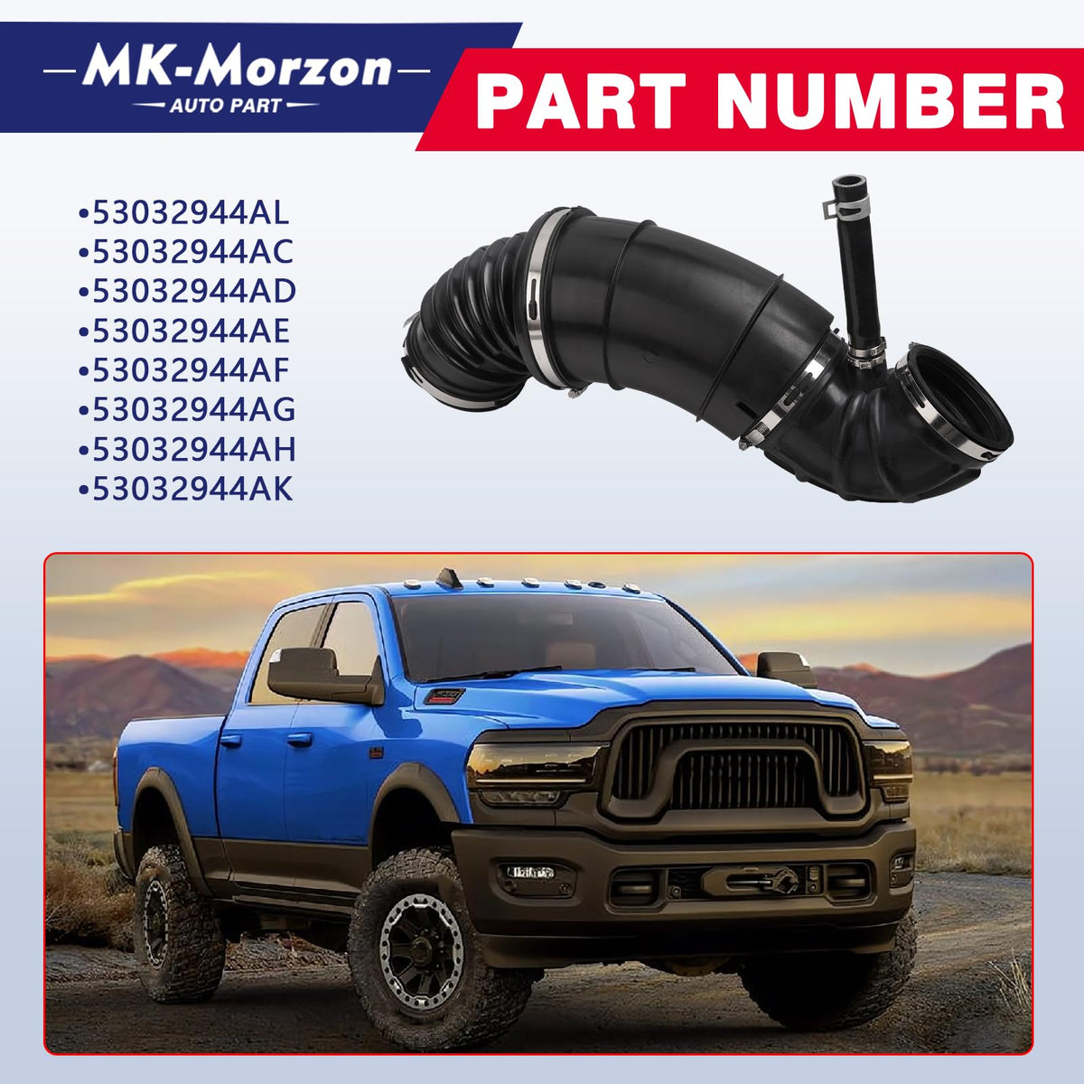 MK-Morzon intake hose close-up of rubber texture for durability benefit