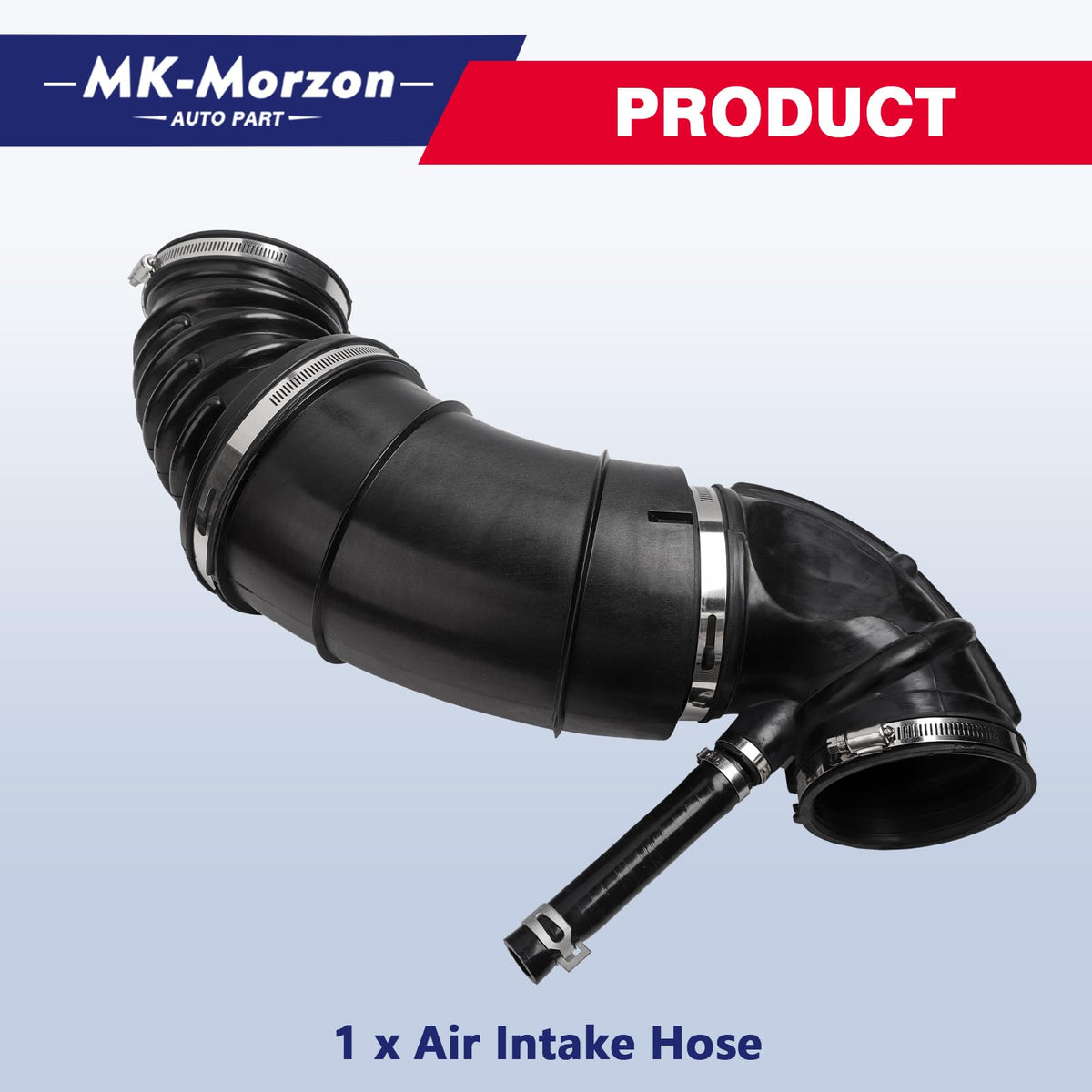 MK-Morzon intake hose in garage setting showing ready-for-install benefit