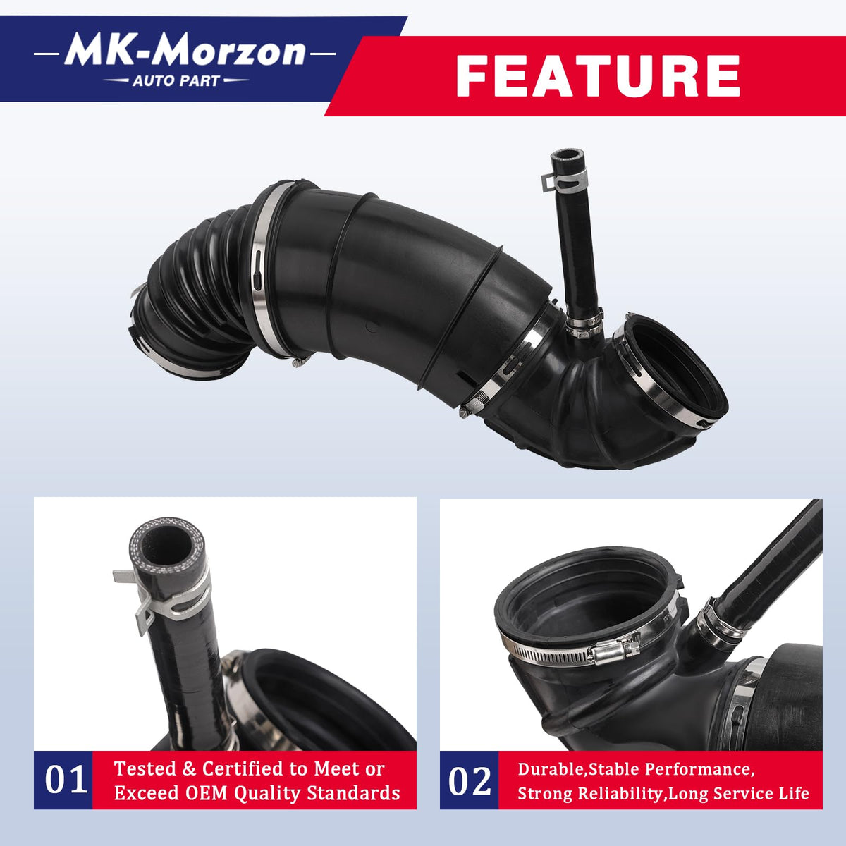 MK-Morzon intake hose size comparison with ruler for fit accuracy benefit