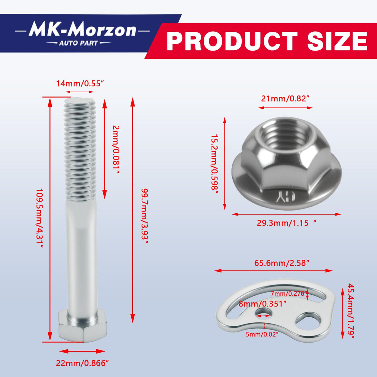 MK-Morzon cam bolts installed on front upper control arm providing alignment control
