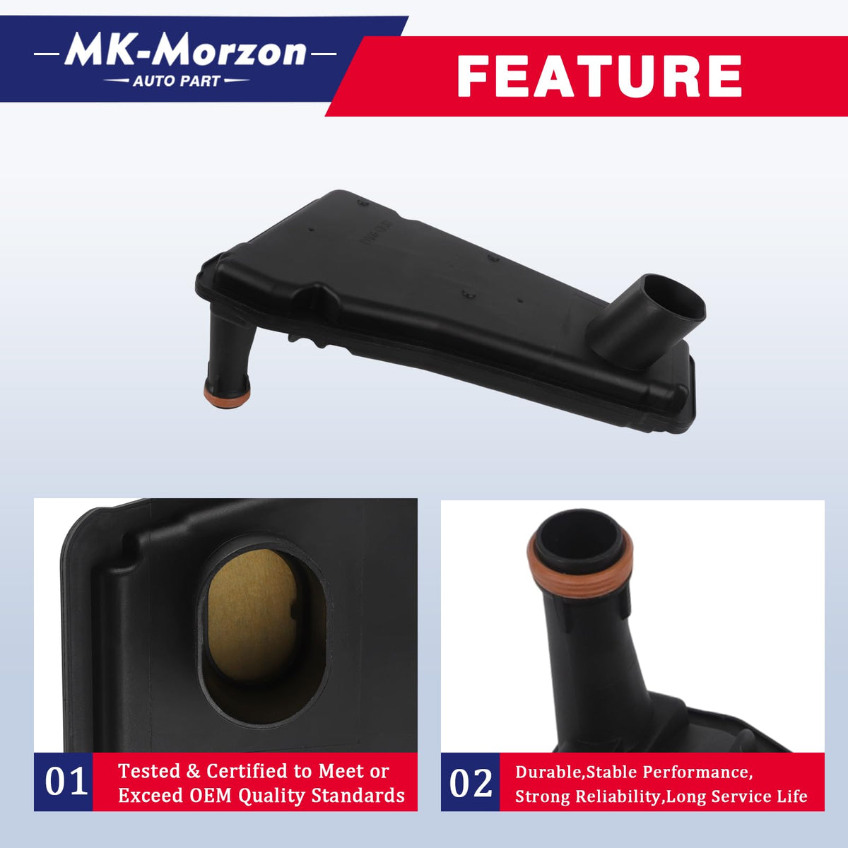 MK-Morzon filter next to ruler for scale showing accurate OEM sizing benefit