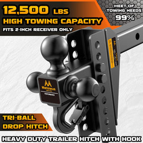 Mmtowus close-up of 1-7/8, 2, 2-5/16 balls showing size options for versatile towing