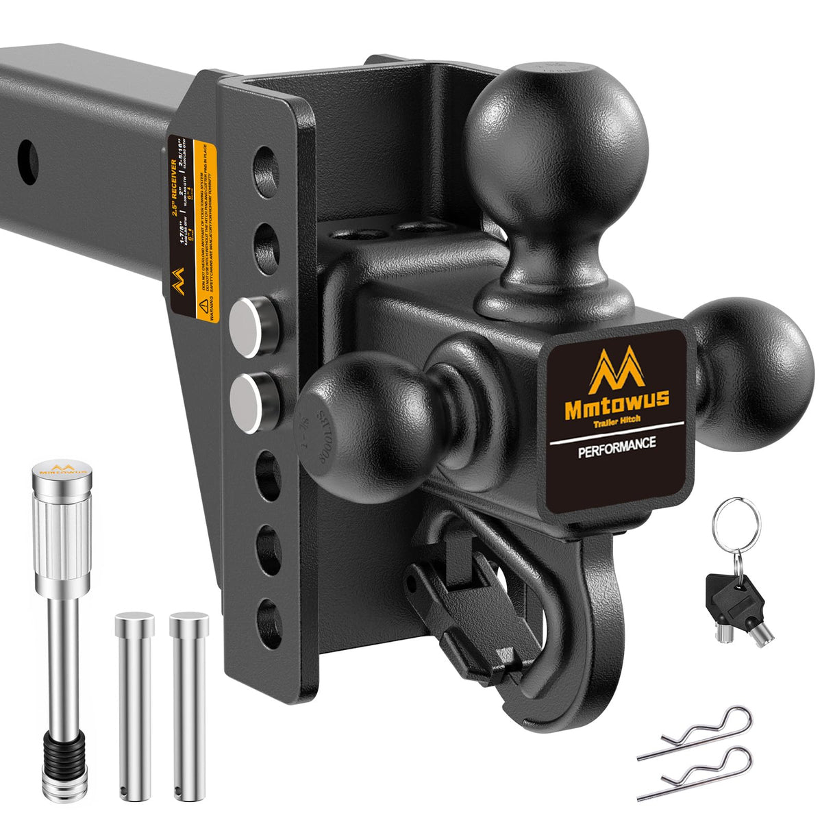 Mmtowus front view full assembly showing tri-ball versatility and convenience