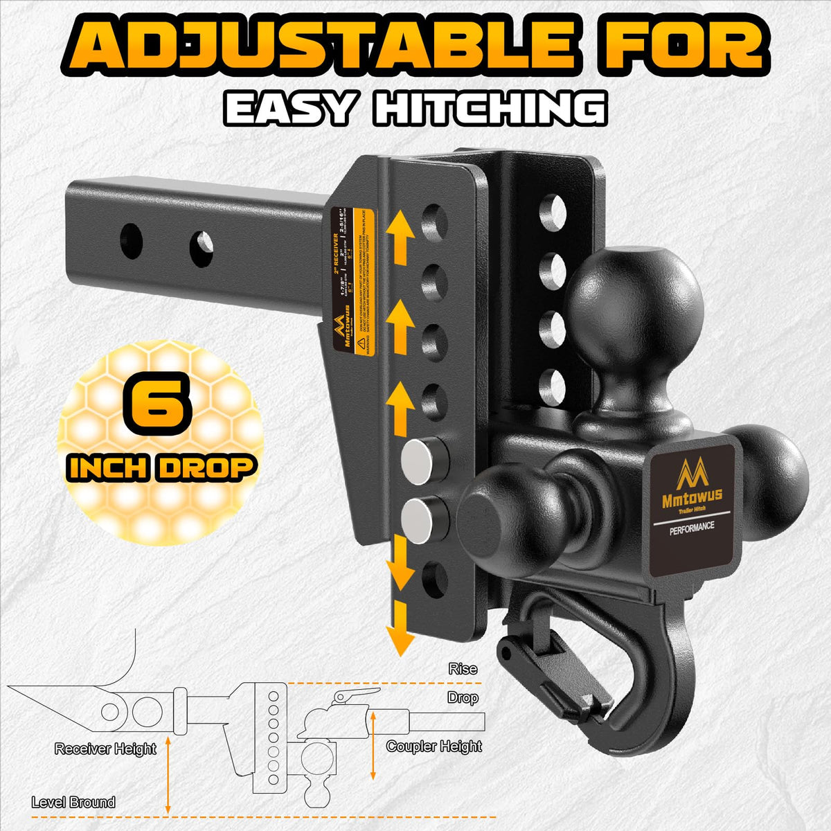 Mmtowus trailer hook and locking pin detail for added versatility and security