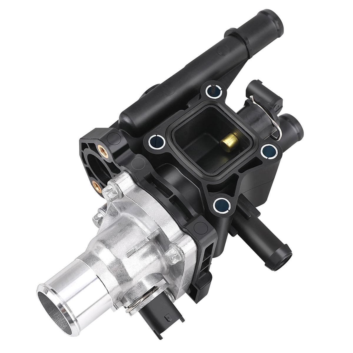 MNJWS front view of thermostat housing showing complete assembly and direct-fit benefit