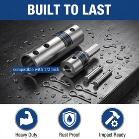 Moalaok seated in cordless drill chuck showing instant drill compatibility benefit