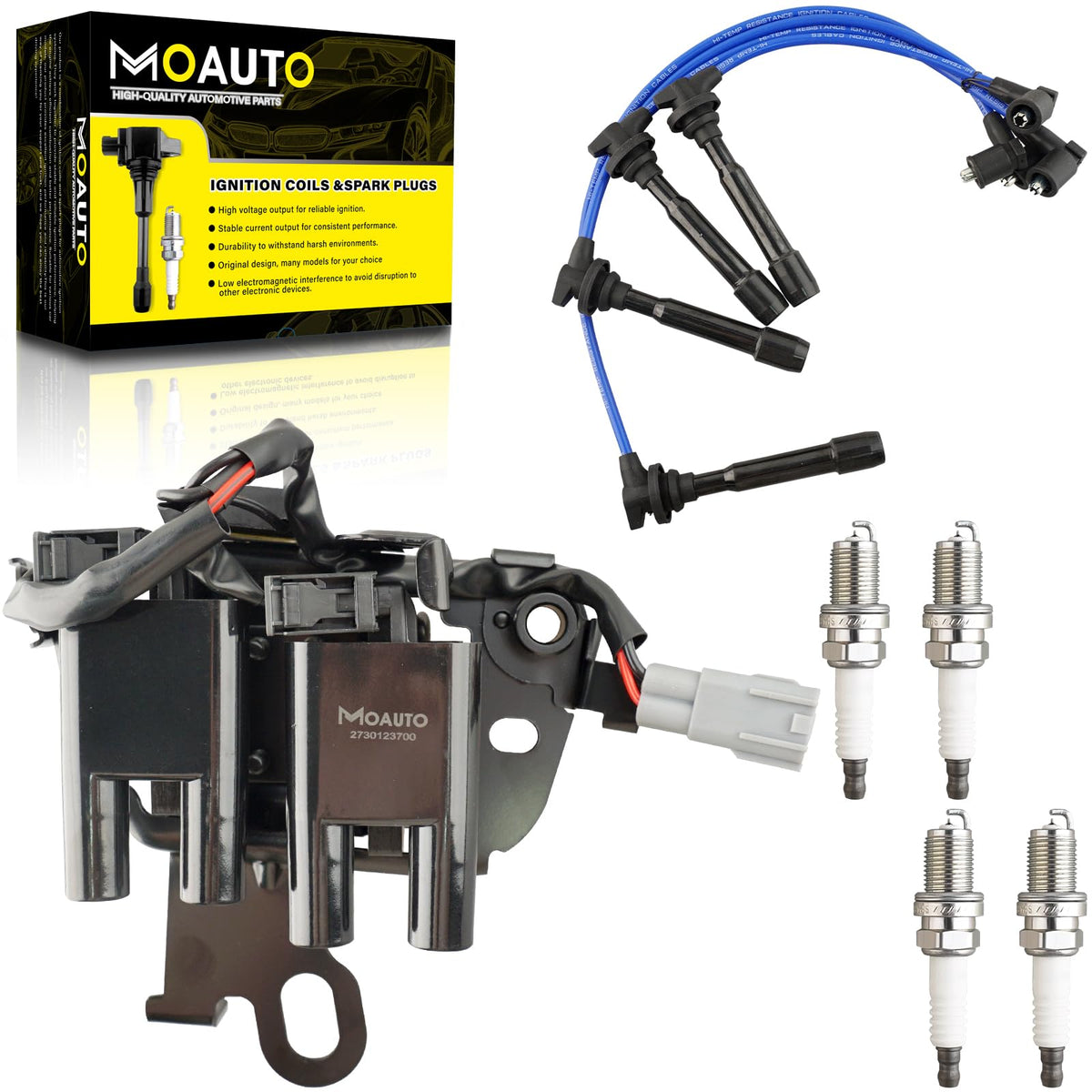 MOAUTO front package view showing complete ignition kit and clear contents for quick identification