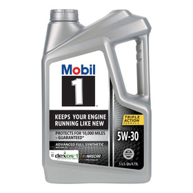Mobil 1 back label and specs highlighting ILSAC GF-6 compliance benefits