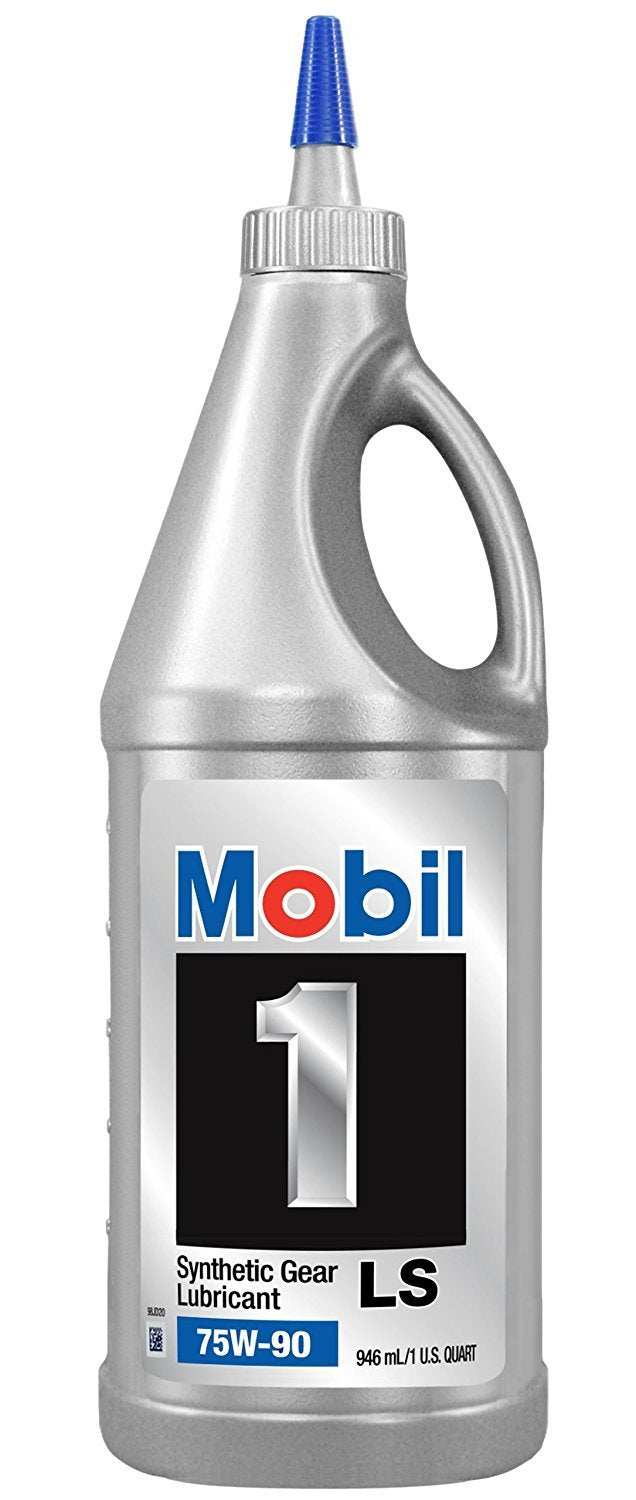 Mobil 1 front view of 75W-90 quart pack showing clear label and drivetrain protection