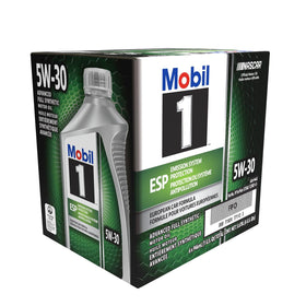 Mobil 1 front label on 1 quart bottle showing brand and product benefits