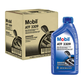 Mobil 3309 bottle close-up highlighting fluid color and texture for quality assurance