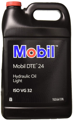 Mobil DTE 24 front packaging showing label and 1 gal container, ensures correct product selection
