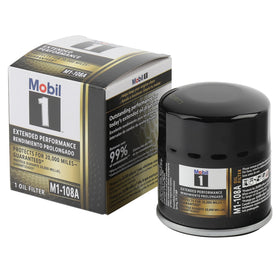 Mobil M1-108A front packaging showing product and pack convenience benefiting long-interval maintenance