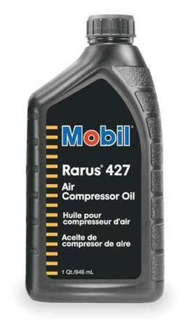 Mobil Rarus 427 pouring into an air compressor showing easy application and protection