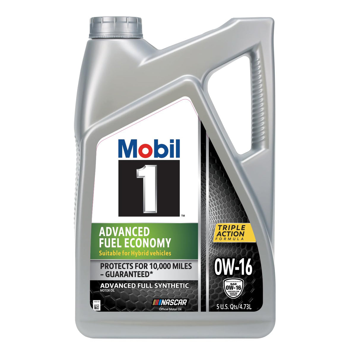 Mobil 1 pour spout close-up demonstrating controlled, mess-free pouring
