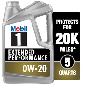 Mobil 1 front packaging shows 0W-20 label and long-service benefit