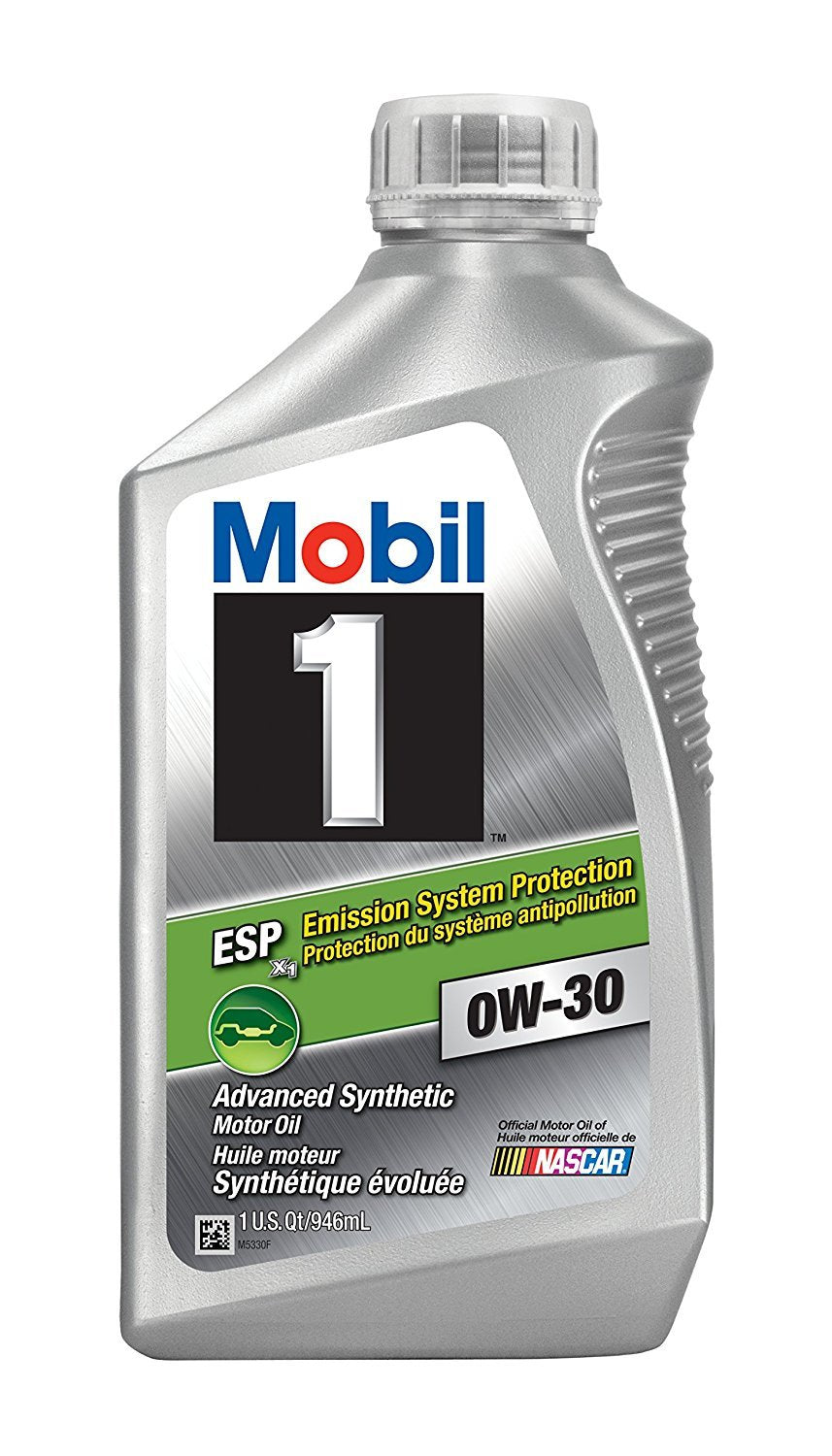 Mobil 1 front packaging six-quart pack showing label and benefits