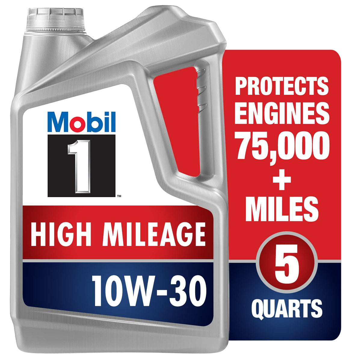 Mobil 1 front label showing product identity and benefits