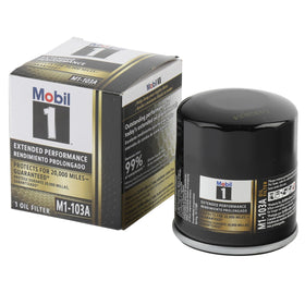 Mobil 1 heavy-duty canister close-up highlighting durable construction and strength