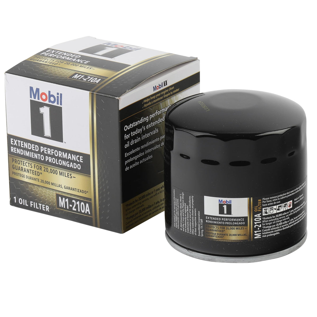 Mobil 1 M1-210A front packaging showing two filters and clear product branding for confidence