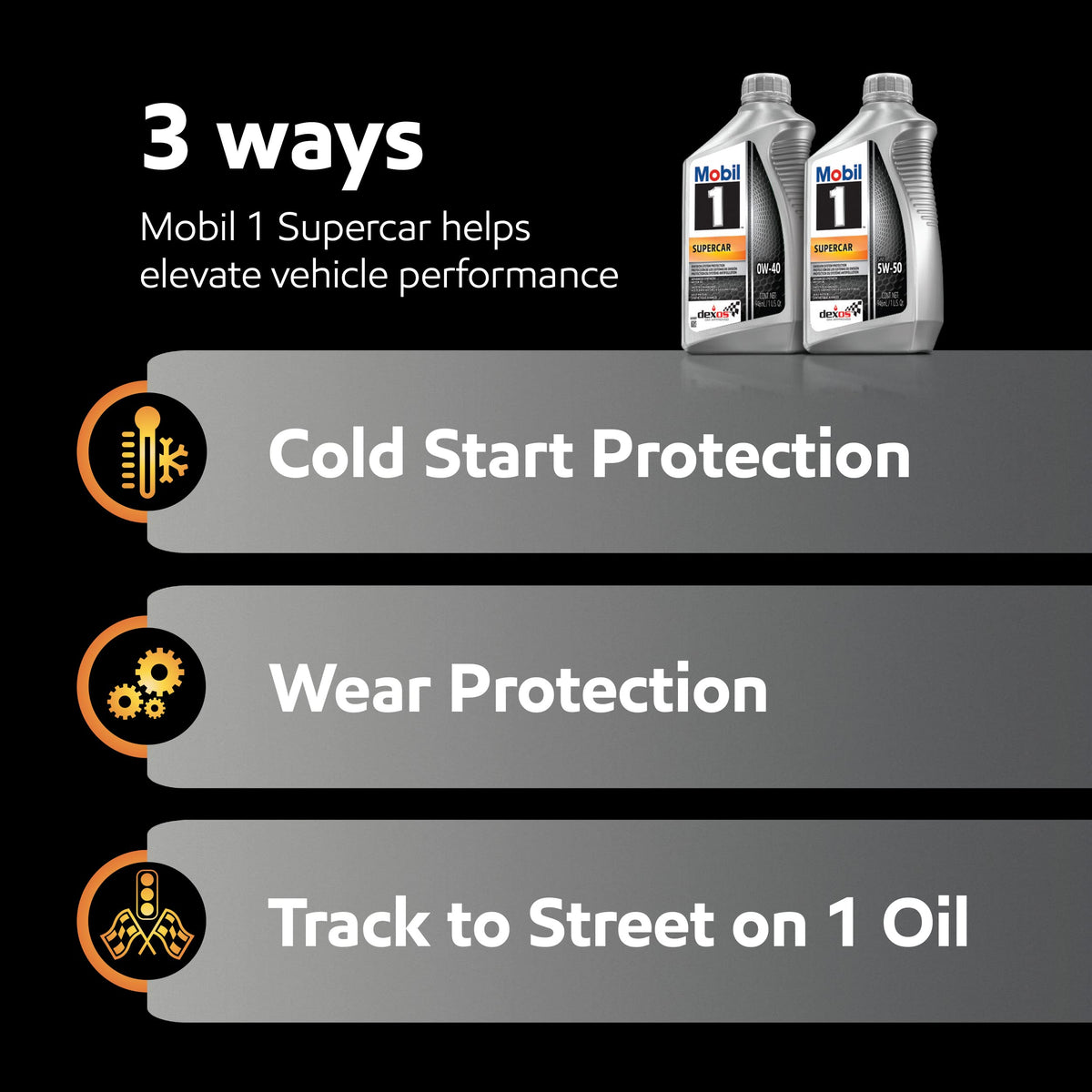 Mobil 1 back panel with specifications and dexos approval details