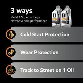 Mobil 1 back panel with specifications and dexos approval details