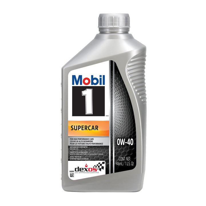 Mobil 1 front label showing product name and performance benefits