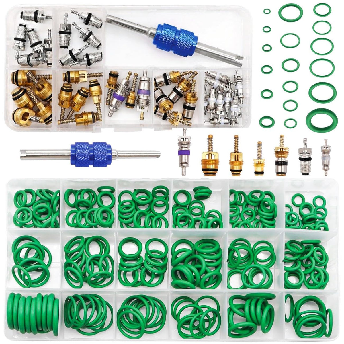 Mobling front packaging showing complete A/C repair kit and organized boxes for quick use