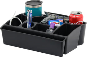 Moblorg front view showing overall organizer and accessible compartments for neat storage