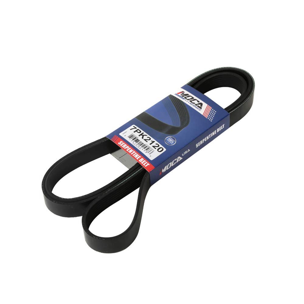MOCA serpentine belt front packaging showing product and fitment benefits